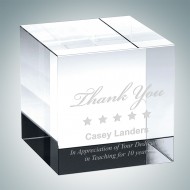 Optical Crystal Engraved Straight Cube Retirement Paperweights