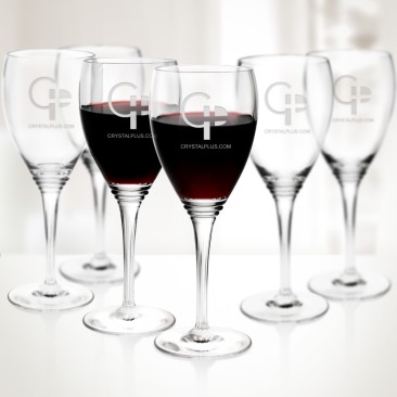 Set of 6 Engraved Molten Glass Diamax Cabourg Wine Glasses