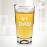 Engraved 16 oz Molten Glass #1 Dad Beer Mugs