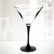 Engraved Molten Glass Signature Black Martini Glass