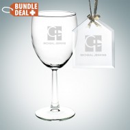 Engraved Wine Goblet and House Ornament Gift Set