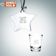 Engraved Star Ornament and Shot Glass Gift Set