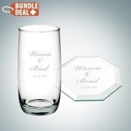 Engraved Cooler Cup and Octagon Coaster Gift Set