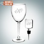 Wine Goblet Glass and Rectangle Wine Stopper Gift Set