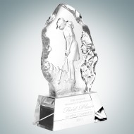 Female Putter Engraved Optic Crystal Golfer Award