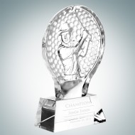 Male Golfer Engraved Optic Crystal Champion Award
