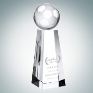 Optical Crystal Engraved Championship Soccer Trophy