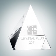Clear Pyramid Engraved Optical Crystal Paperweight