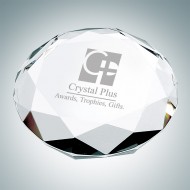 Octagon Engraved Optical Crystal Paperweight