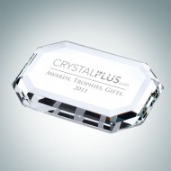Beveled Rectangle Engraved Optical Crystal Paperweight