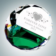 Color Coated Duet Round Engraved Optic Crystal Keepsakes