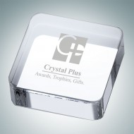 Perfect Square Engraved Optical Crystal Paperweight