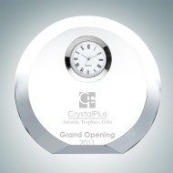 Circle Silver Engraved Optic Crystal Clock