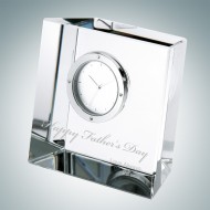 Father's Day Slanted Block Engraved Crystal Clock