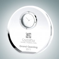 Beveled Circle Engraved Optical Crystal Clocks