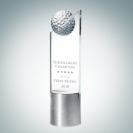 Engraved Optic Crystal Golf Pinnacle with Aluminum Base