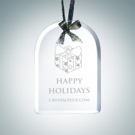 Engraved Jade Glass Beveled Arch Christmas Tree Ornaments