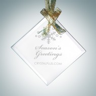 Engraved Jade Glass Beveled Square Diamond Christmas Tree Ornaments