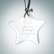Engraved Jade Glass Beveled Star Christmas Tree Ornament