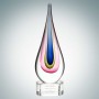 Art Glass Pink Teardrop Award - Sm