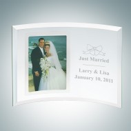 Curved Vertical Silver Engraved Jade Glass Picture Frames