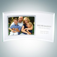 Curved Horizontal Jade Glass Silver Father's Day Photo Frames