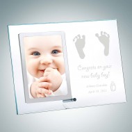 Vertical Clear Glass Stainless Baby Picture Frames with Silver Pole