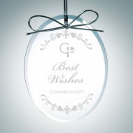Engraved Clear Glass Premium Oval Christmas Tree Ornaments