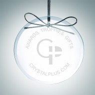 Engraved Clear Glass Premium Circle Christmas Tree Ornaments