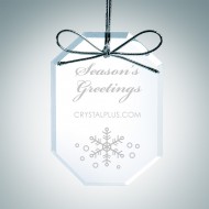 Engraved Clear Glass Premium Long Octagon Christmas Tree Ornament