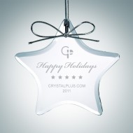 Engraved Clear Glass Star Christmas Tree Ornament
