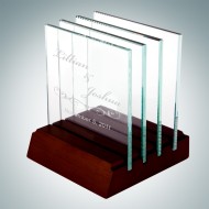 Jade Glass Engraved Square Glass Coaster Set