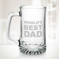 World's Best Dad Engraved Molten Glass 25 oz Sport Beer Mugs