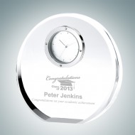 Beveled Circle Engraved Graduation Optical Crystal Clock