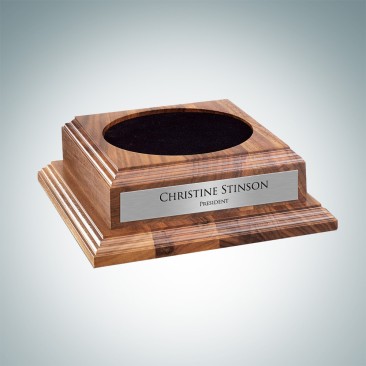 Walnut Wood Base with Personalized Silver Plate