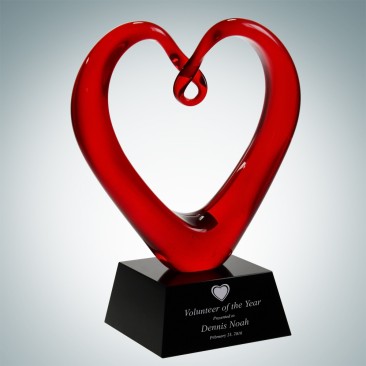 Art Glass The Whole Heart Award with Black Base