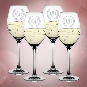 Barski Sparkle White Wine Glass 12.5oz, 4pc Set
