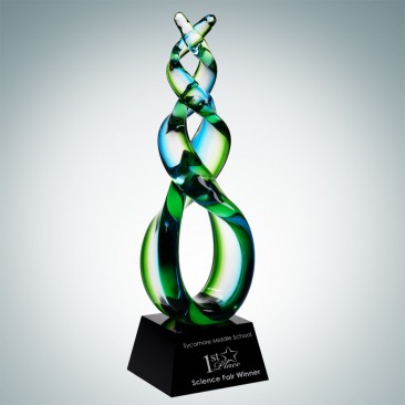 Art Glass Green Double Helix Award
