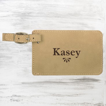 Light Brown Leatherette Luggage Tag