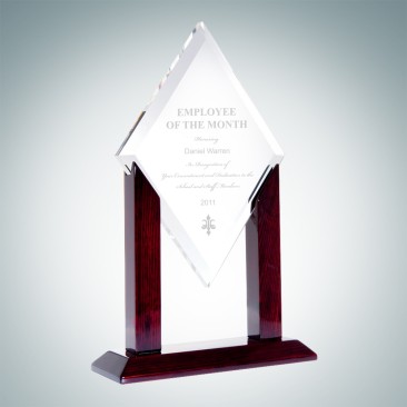 Alpha Crystal Diamond Award with Wood Stand