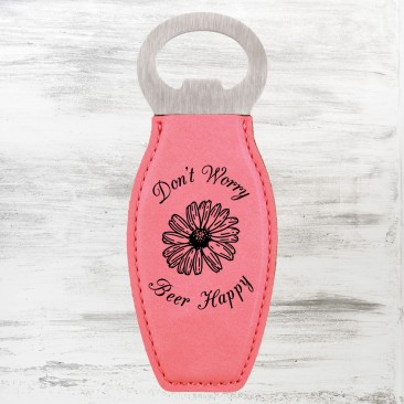 Pink Leatherette Bottle Opener with Magnet