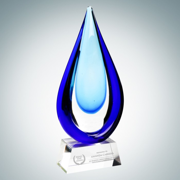 Art Glass Aquatic Award with Cle