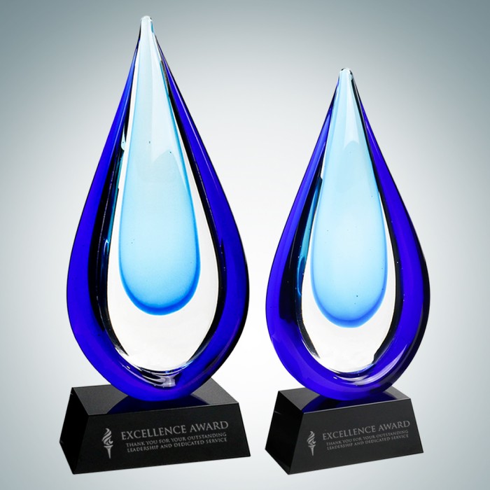 Art Glass Aquatic Award with Bla