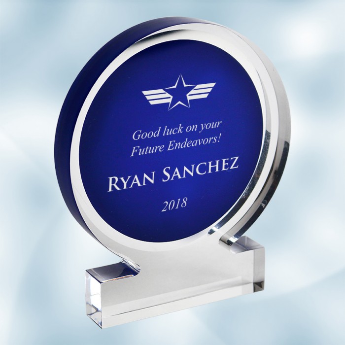 Blue Acrylic Circle Award with B