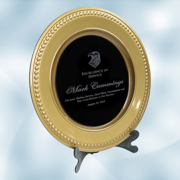 Gold/Black Acrylic Award Plate with Stand