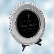 Silver/Black Acrylic Award Plate with  Stand