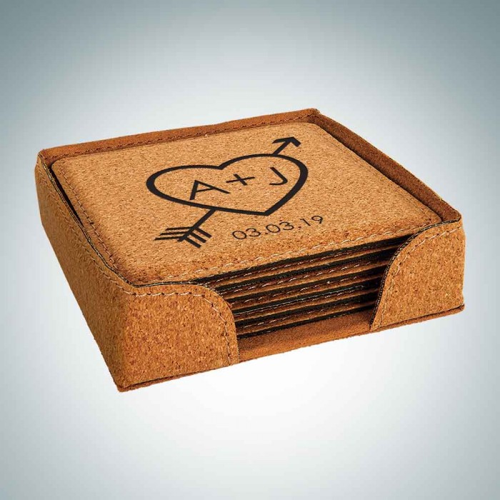 Cork Square Coaster with Holder