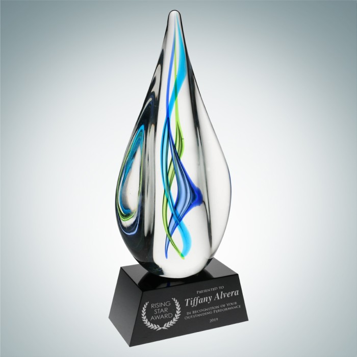 Art Glass Teal Aurora Award with