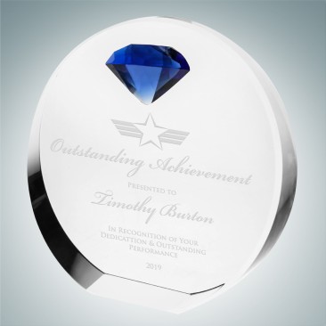 Circle Award with Blue Diamond Accent