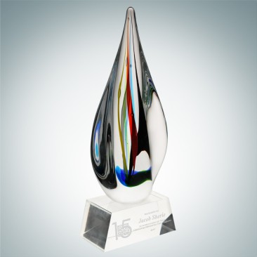 Art Glass Candy Stripes Award with Clear Base